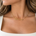 GUCCI 18K Yellow Gold Script Logo Necklace – Authentic Previously Owned