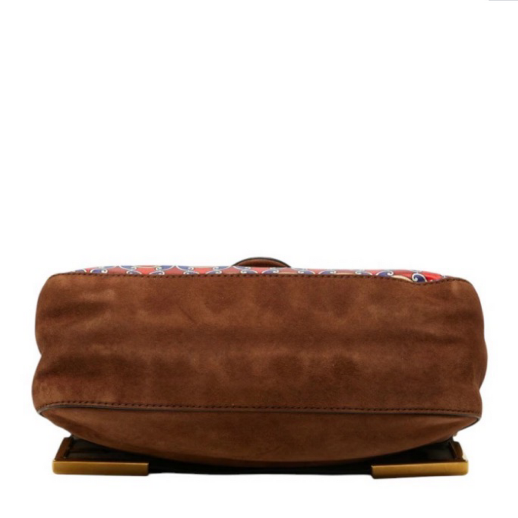 FENDI Double F Suede & Satin 2-Way Chain Shoulder Bag – Brown Multicolor | Previously Owned Authentic