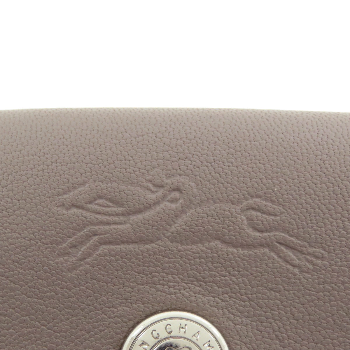 Longchamp Classic Leather Logo Line Leather Gray –