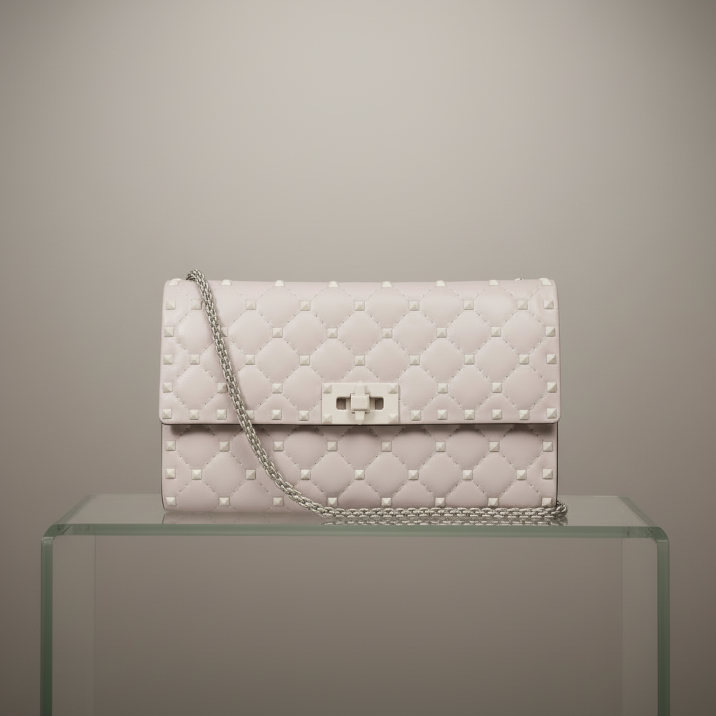 Valentino Garavani Rockstud Leather Shoulder Bag White Like New Previously Owned Authentic