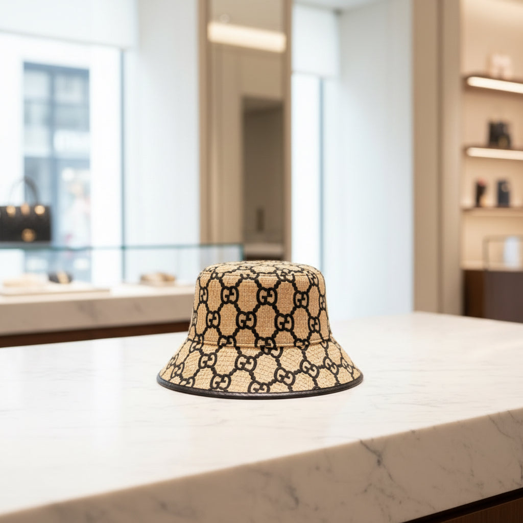 Gucci GG Straw Fedora Hat Like New Previously Owned Authentic