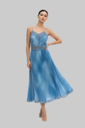 Denim Blue Lace-Trim Camisole & Pleated Maxi Skirt
