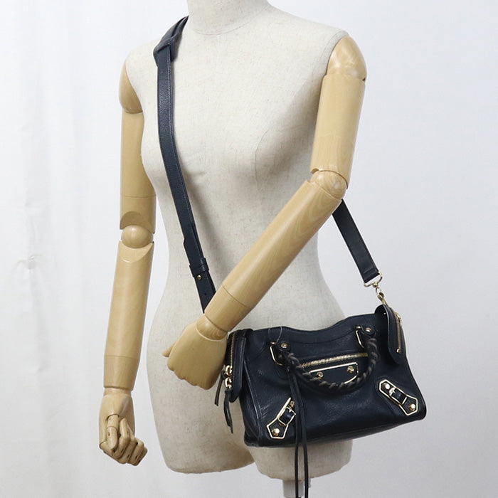 BALENCIAGA – Classic Navy Leather 2WAY Handbag – Women – 100% Authentic Pre-Owned – AB Condition ~31% Total Savings