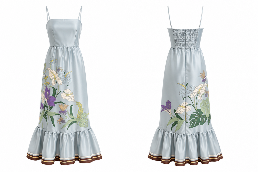 Floral Strapless Mermaid Maxi Dress | Elegant Ruffle Hem Summer Dress