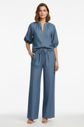 Solid Wide-Leg 2-Piece Pant Set
