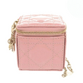 Christian Dior Lady Dior Chain Cube Micro Clutch Pink Patent Leather Previously owned Authentic