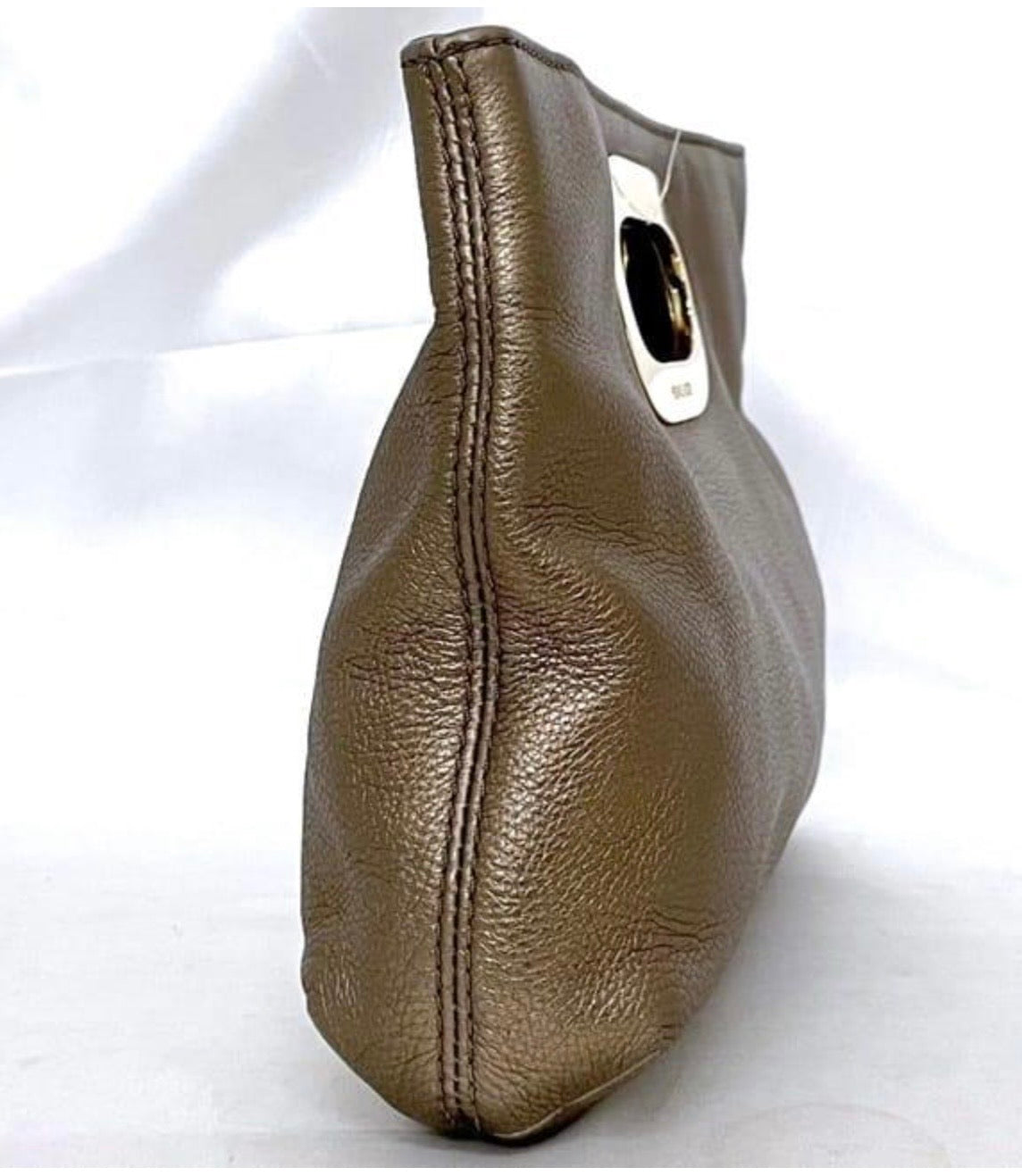 Michael Kors Leather Clutch Bag Brown Gold Hardware Previously Owned Authentic