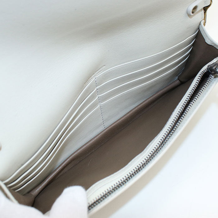 BOTTEGA VENETA – Intrecciato Leather Chain Wallet – White – 100% Authentic ✨lPreviously Owned Very Good Condition ~34% Off MSRP