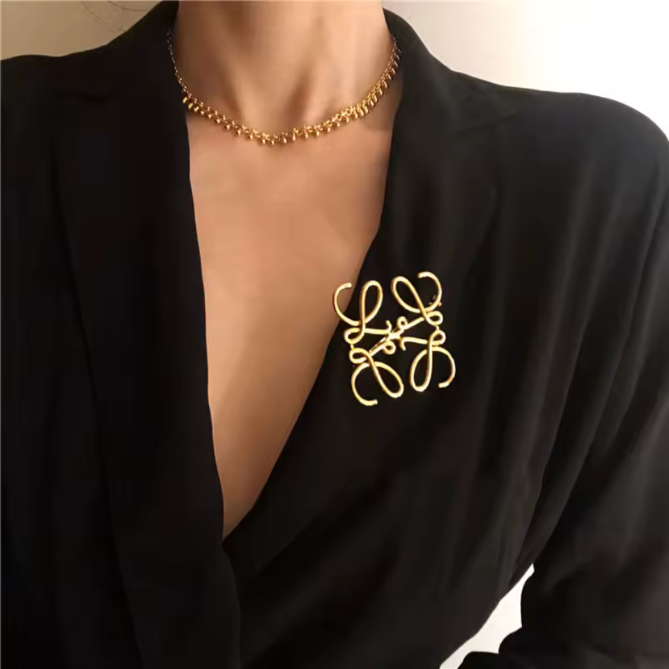 Gold MonogramInspired Statement Brooch