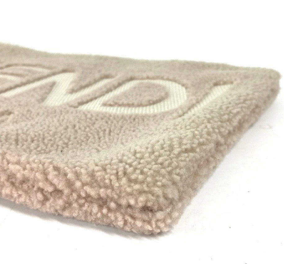 Fendi Mouton Logo Boa Clutch Pouch Beige Shearling – Previously Owned Authentic