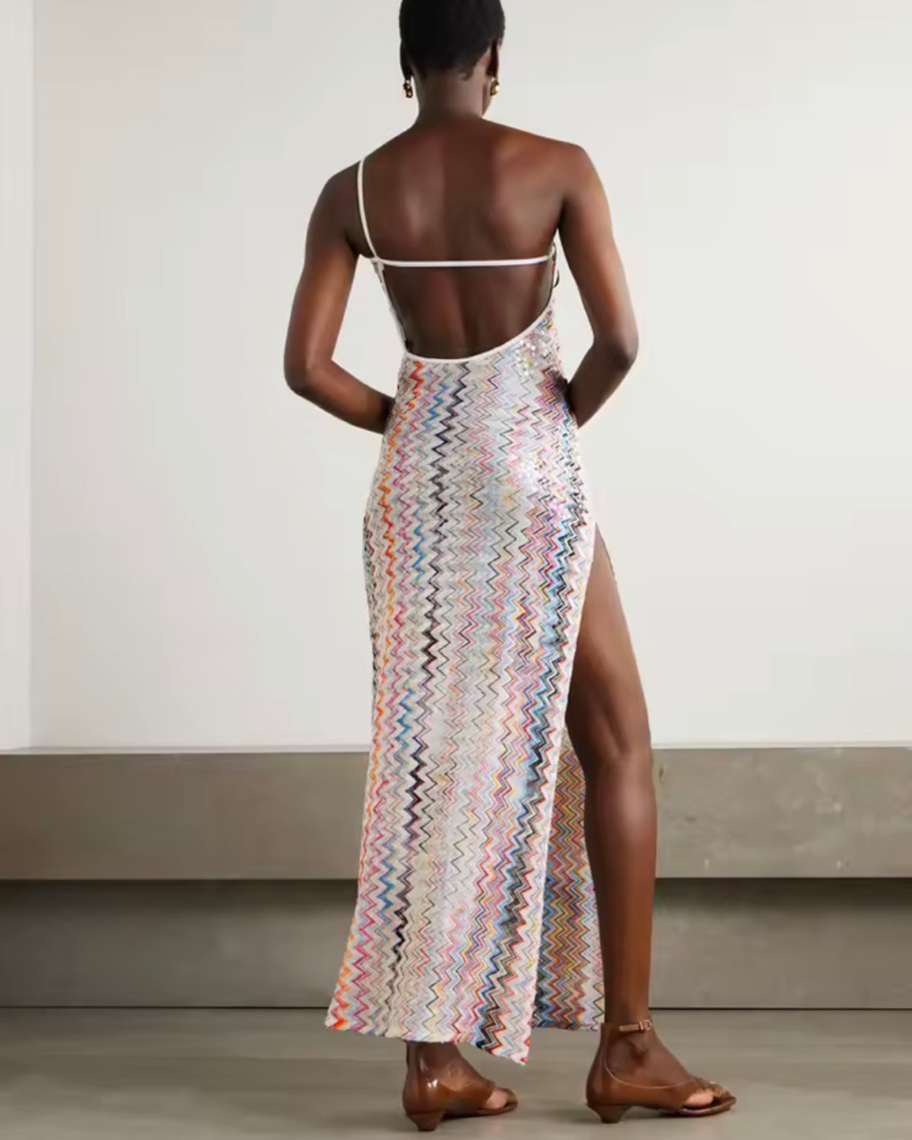 Wavy Striped Backless Resort Maxi Dress – Slim Sleeveless Beach Dress