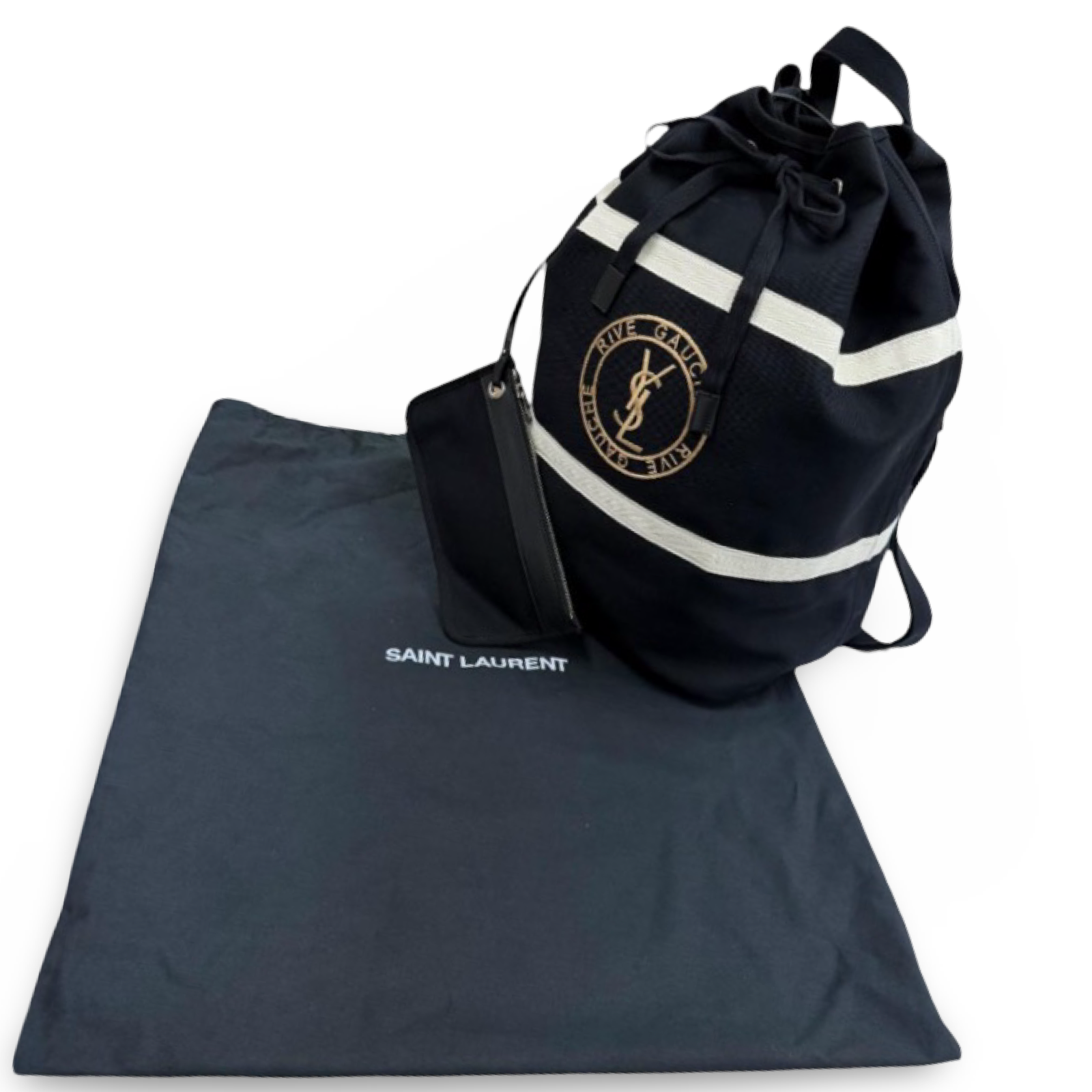 Saint Laurent Rive Gauche Canvas Backpack Black – Authentic Previously Owned