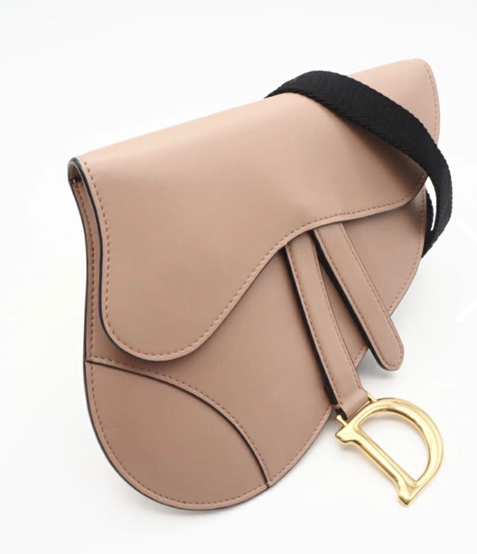 Christian Dior Saddle Flat Belt Pouch Beige Calf Leather Authentic Previously Own