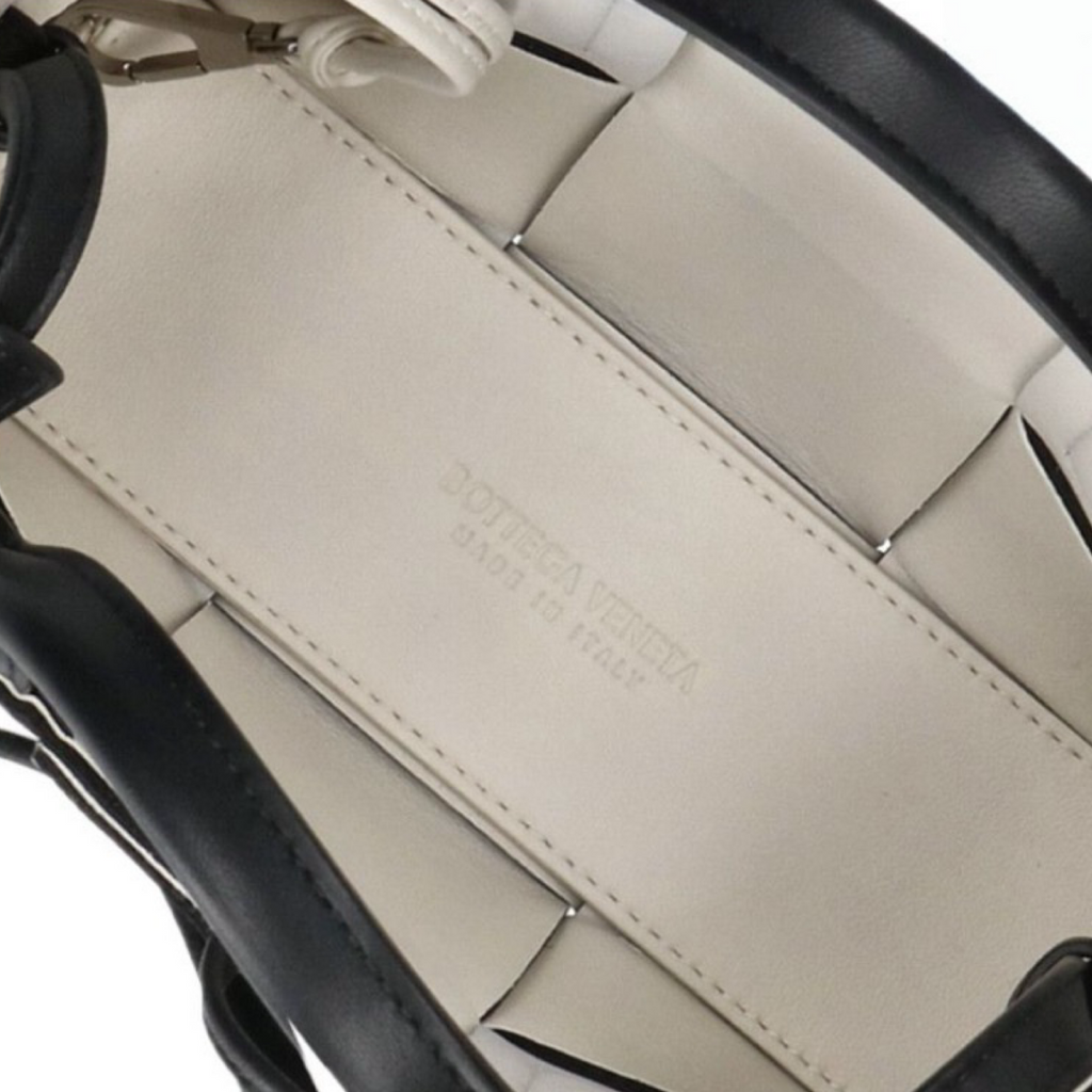 Bottega Veneta Candy Arco Maxi Intrecciato 2-Way Shoulder Bag Black White Excellent Previously Owned Authentic
