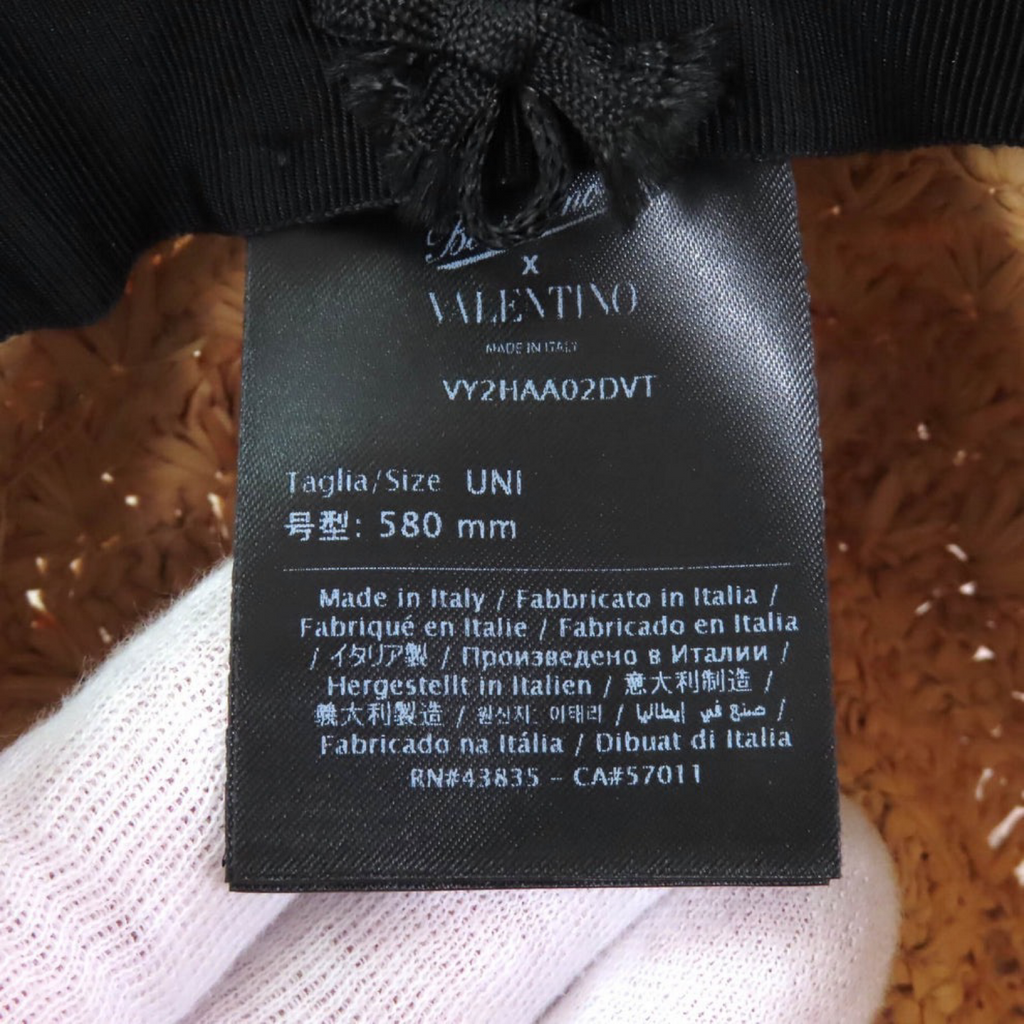 Valentino x Borsalino Straw Panama Hat Natural - Embroidered Logo Previously Owned Pristine Authentic