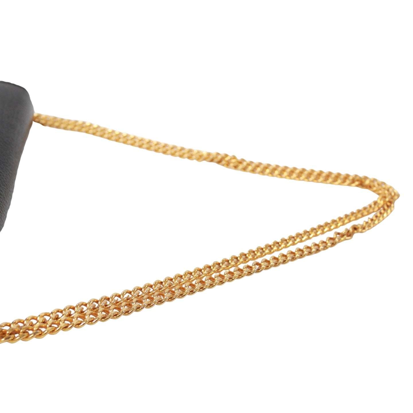 Christian Dior  Black Leather Chain Shoulder Bag – Gold Hardware Envelope Flap – 100% Authentic Previously Owned Very Good Condition | L’LUXE Vintage