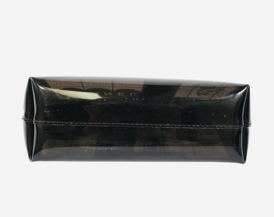 Chanel Windows Line Clear Pouch Black PVC Silver Hardware Previously Owned Authentic