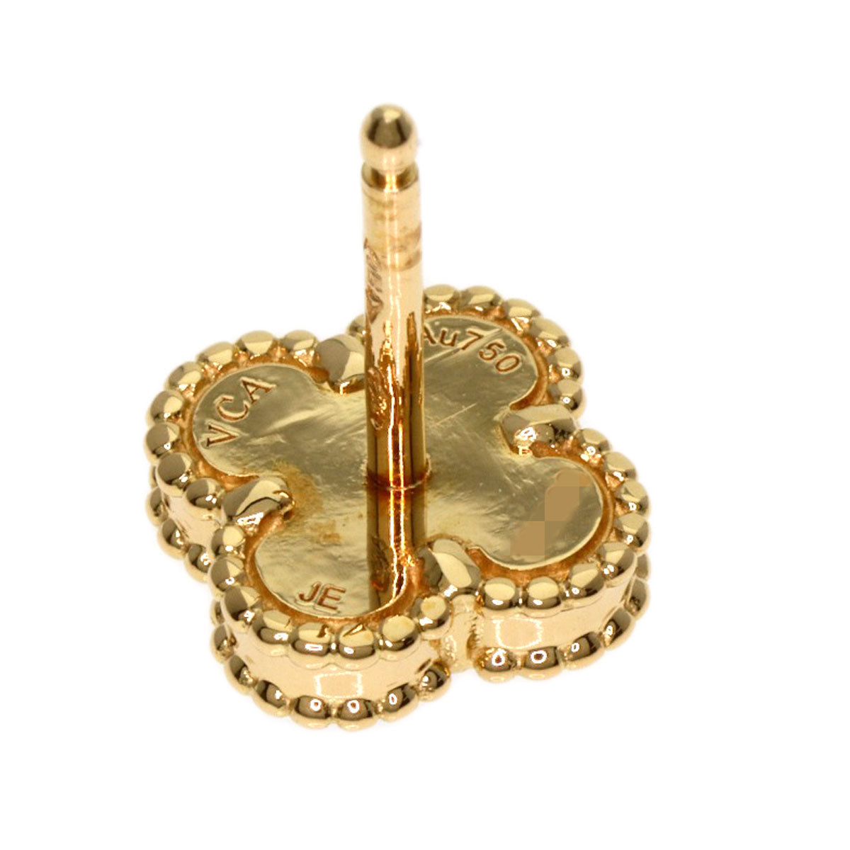 VAN CLEEF & ARPELS Sweet Alhambra Onyx Pierced Earrings 18K Yellow Gold