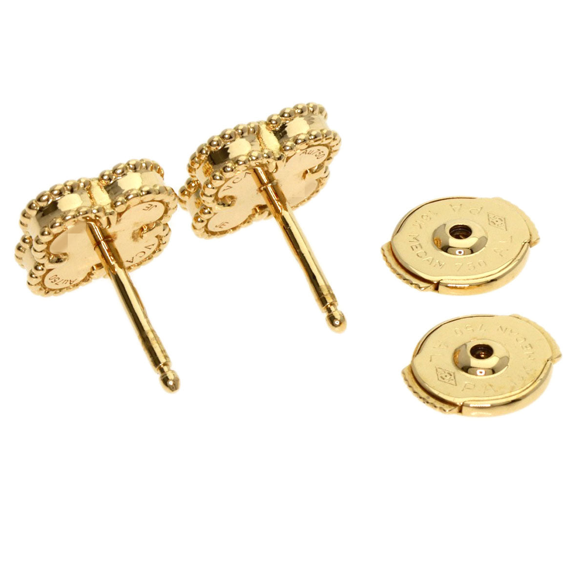 VAN CLEEF & ARPELS Sweet Alhambra Onyx Pierced Earrings 18K Yellow Gold