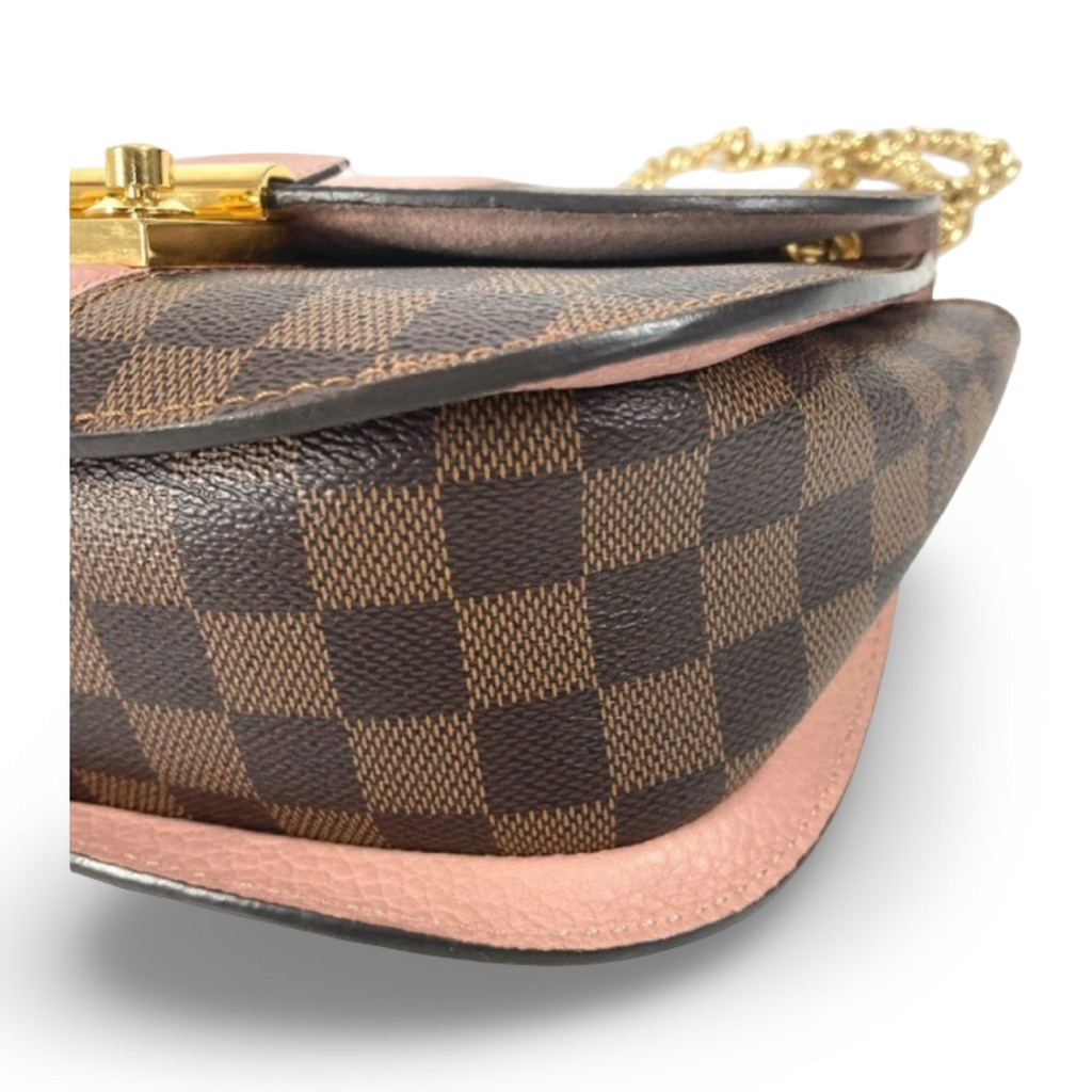 LOUIS VUITTON Damier White W Chain Shoulder Bag in Pink & Brown Damier Canvas –Authentic Previously Owned