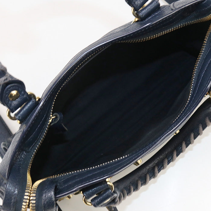 BALENCIAGA – Classic Navy Leather 2WAY Handbag – Women – 100% Authentic Pre-Owned – AB Condition ~31% Total Savings