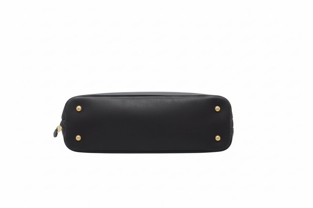 Miu Miu Aventure Top Handle Lambskin Black Gold Hardware 2-Way Shoulder Bag Previously Owned Authentic