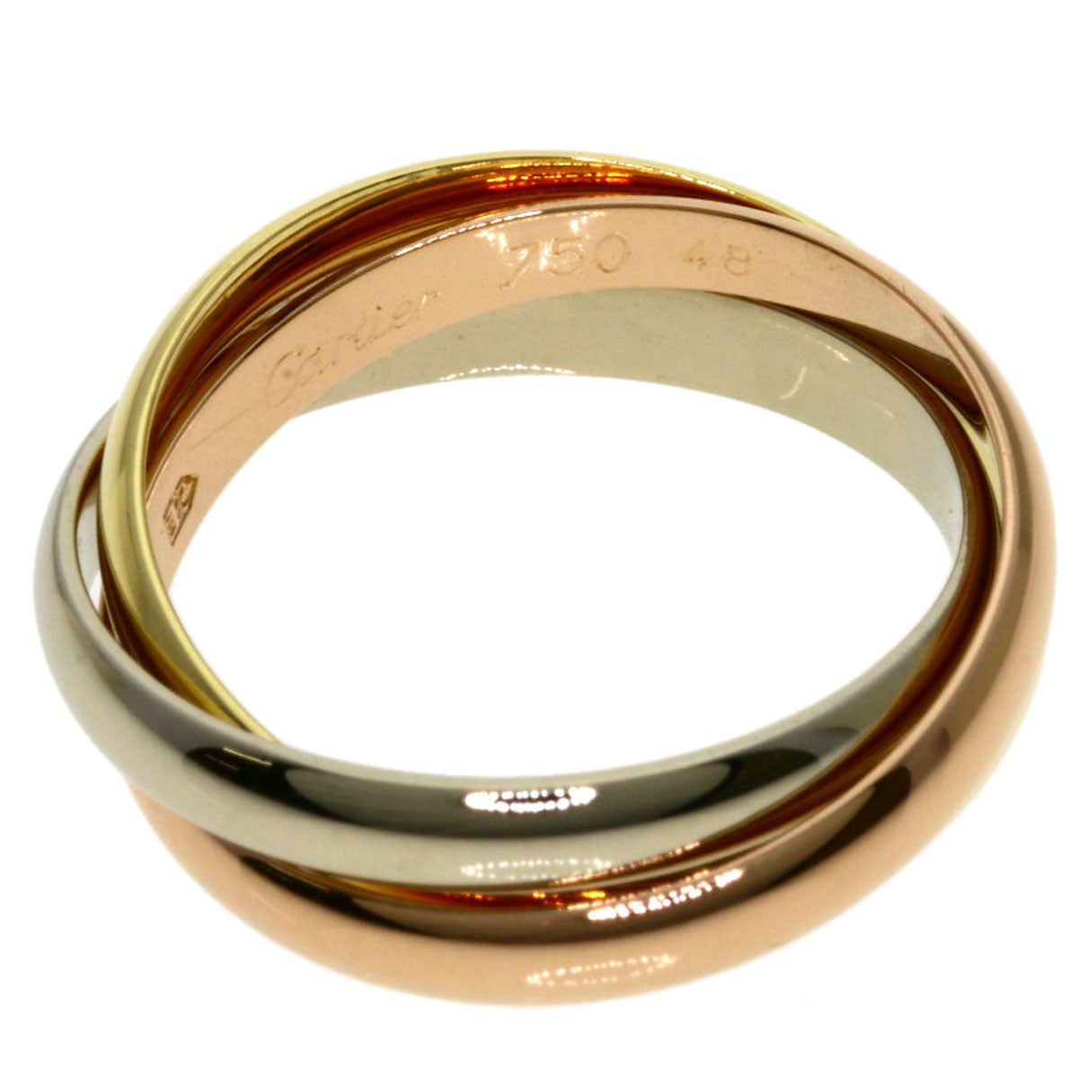 CARTIER Trinity Ring SM #48 18K Yellow, White & Pink Gold