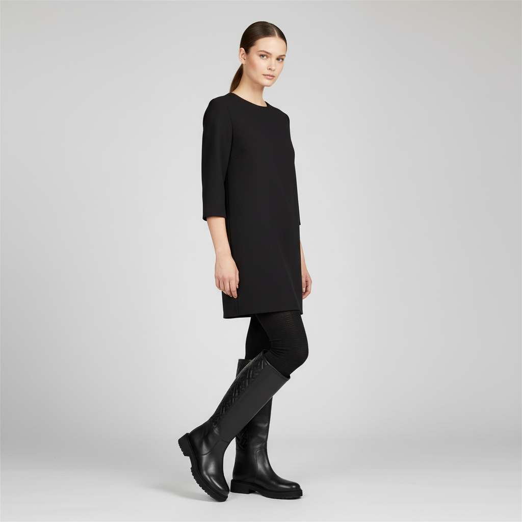 FENDI – Zucca Embossed FF Motif Long Boots – 21AW Black Leather – Size 37 – 100% Authentic ✨ Excellent Pre-Owned Condition ~27% Off MSRP