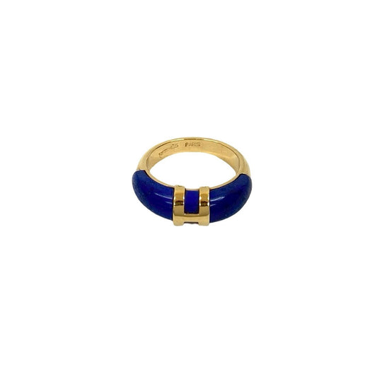 HERMÈS – H Logo Motif Ring – 18K Yellow Gold & Lapis Lazuli – Women –