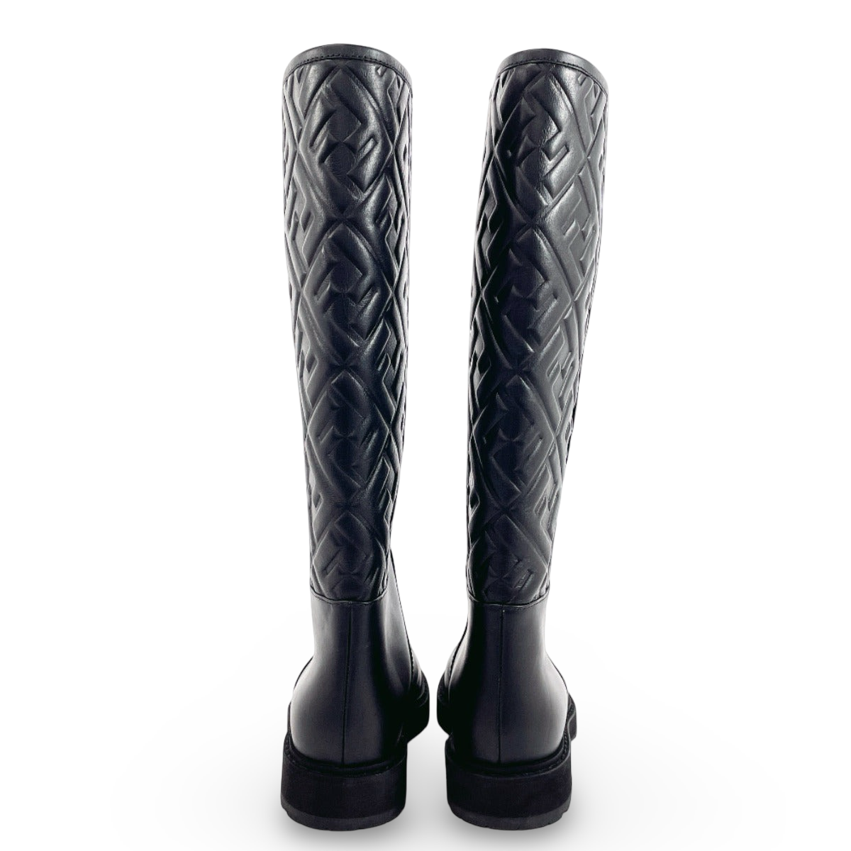 FENDI – Zucca Embossed FF Motif Long Boots – 21AW Black Leather – Size 37 – 100% Authentic ✨ Excellent Pre-Owned Condition ~27% Off MSRP