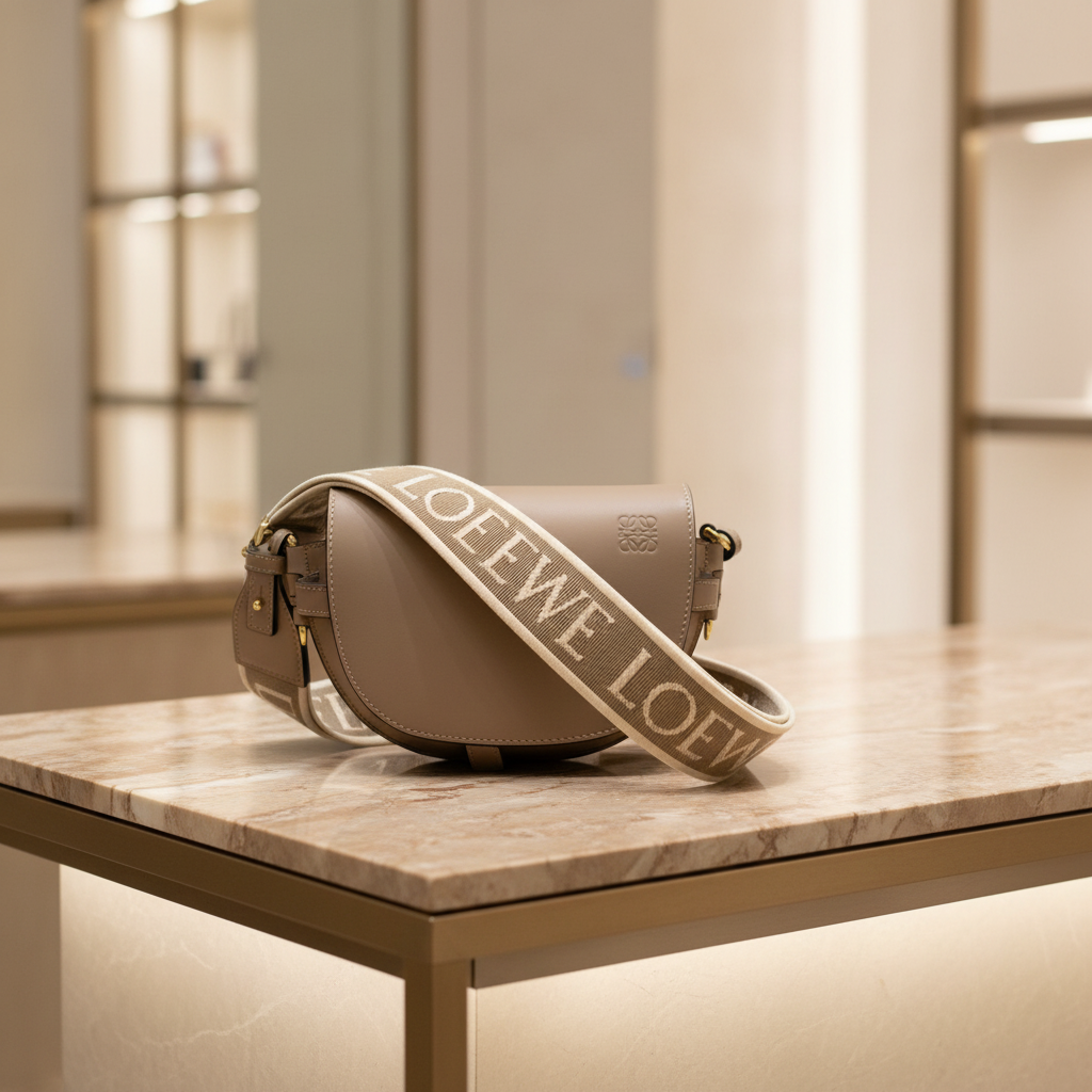 LOEWE Gate Dual Mini Beige Leather Bag Previously Loved Authentic