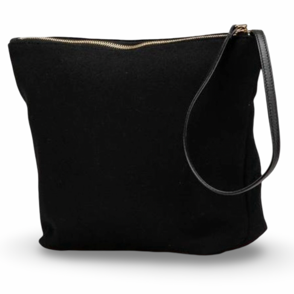 Saint Laurent Rive Gauche Wool Leather Clutch Pouch Black – Previously Owned Authentic