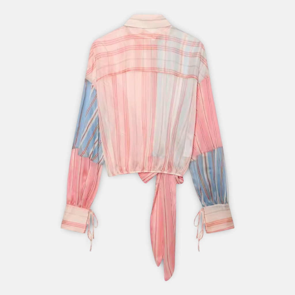 Pastel Striped Waist Tie Shirt