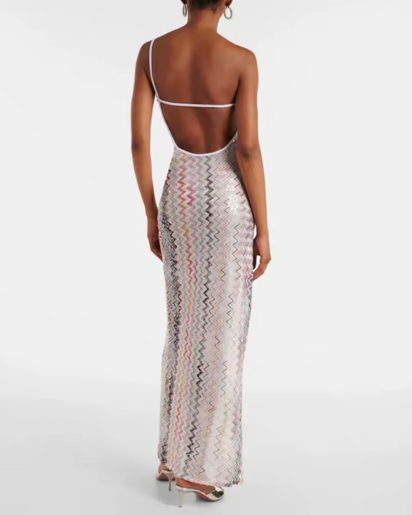 Wavy Striped Backless Resort Maxi Dress – Slim Sleeveless Beach Dress