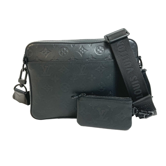 Louis Vuitton Duo Messenger Sling Bag Black Monogram Shadow Leather
