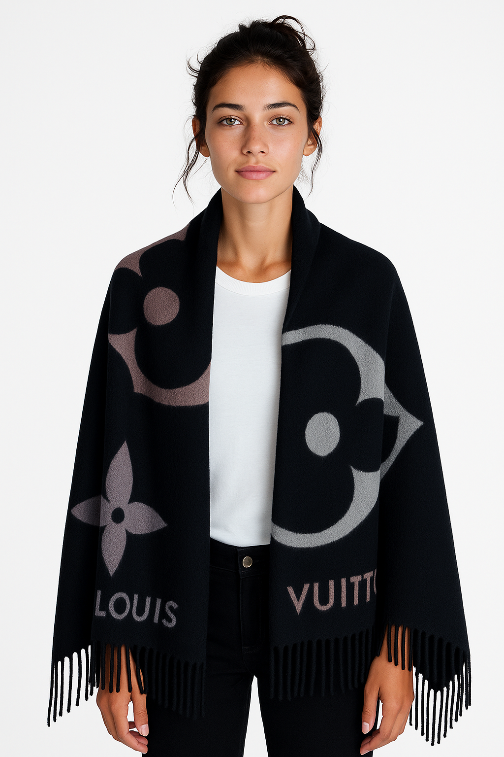 LOUIS VUITTON – Echarpe “The Ultimate Muffler” Scarf – Noir Cashmere/Wool – Made in Italy – 100% Authentic ✨Pre-Owned Excellent Condition ~28% Off MSRP