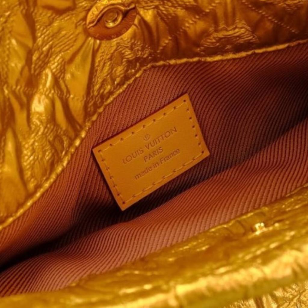 Louis Vuitton Limelight PM Metallic Gold Silk & Wool Clutch Bag – Like New