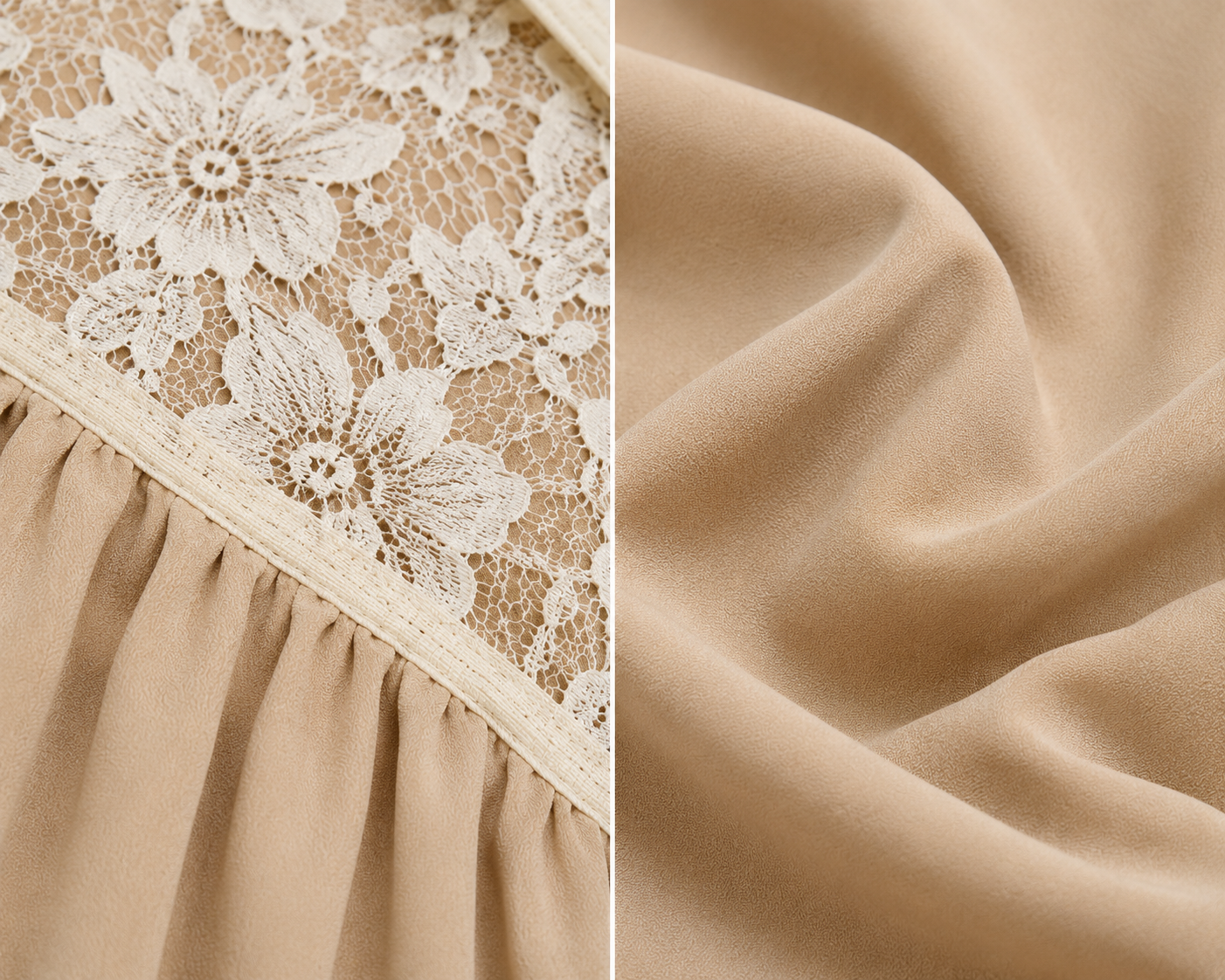 Pre-Order L’LUXE Atelier Lace-Yoke Batwing Jacket & Wide-Leg Pant Matching Co–Ord Outfit-Beige