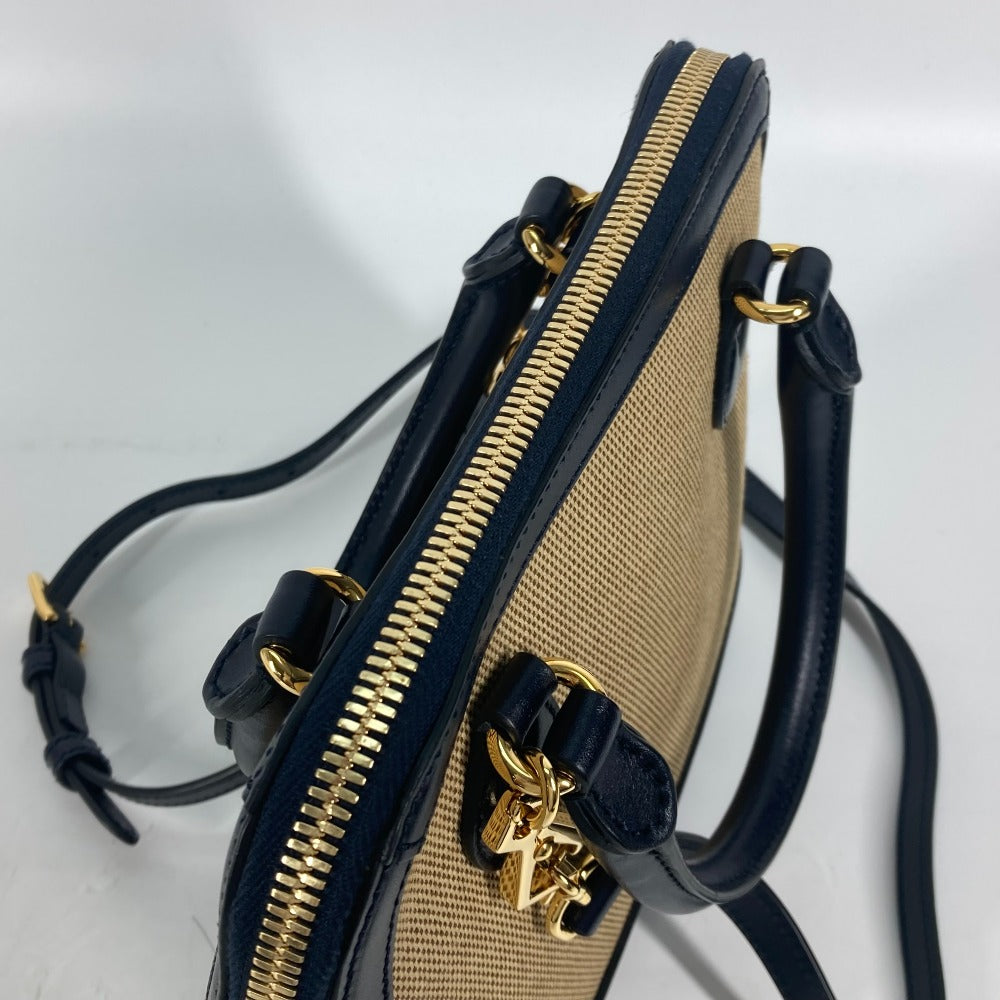 GUCCI Handbag – Horsebit 1955 Small Top Handle – Beige × Dark Navy Canvas &amp; Leather – 100% Authentic Previously Owned Pristine / Near-New Condition
