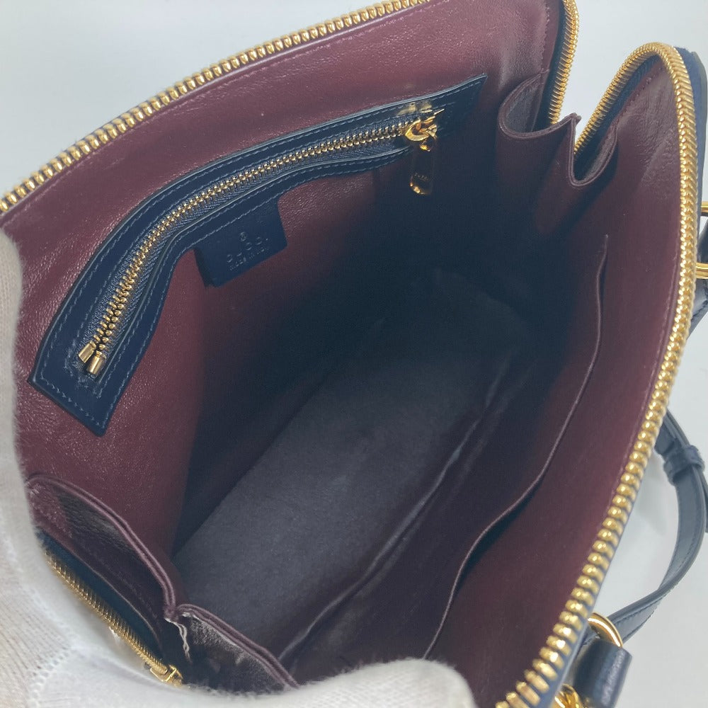 GUCCI Handbag – Horsebit 1955 Small Top Handle – Beige × Dark Navy Canvas &amp; Leather – 100% Authentic Previously Owned Pristine / Near-New Condition