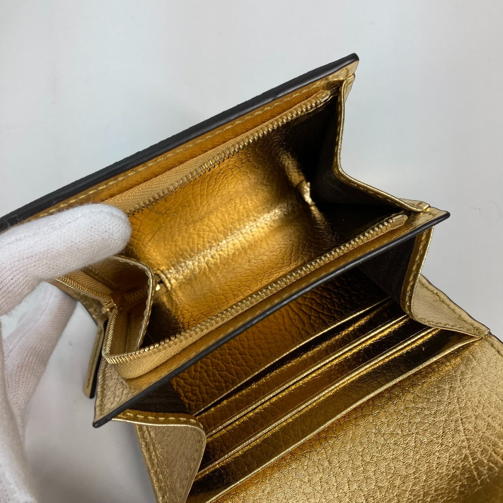 GUCCI Folded Wallet – GG Marmont Compact Wallet – Gold Leather – 100% Authentic Previously Owned Excellent Condition