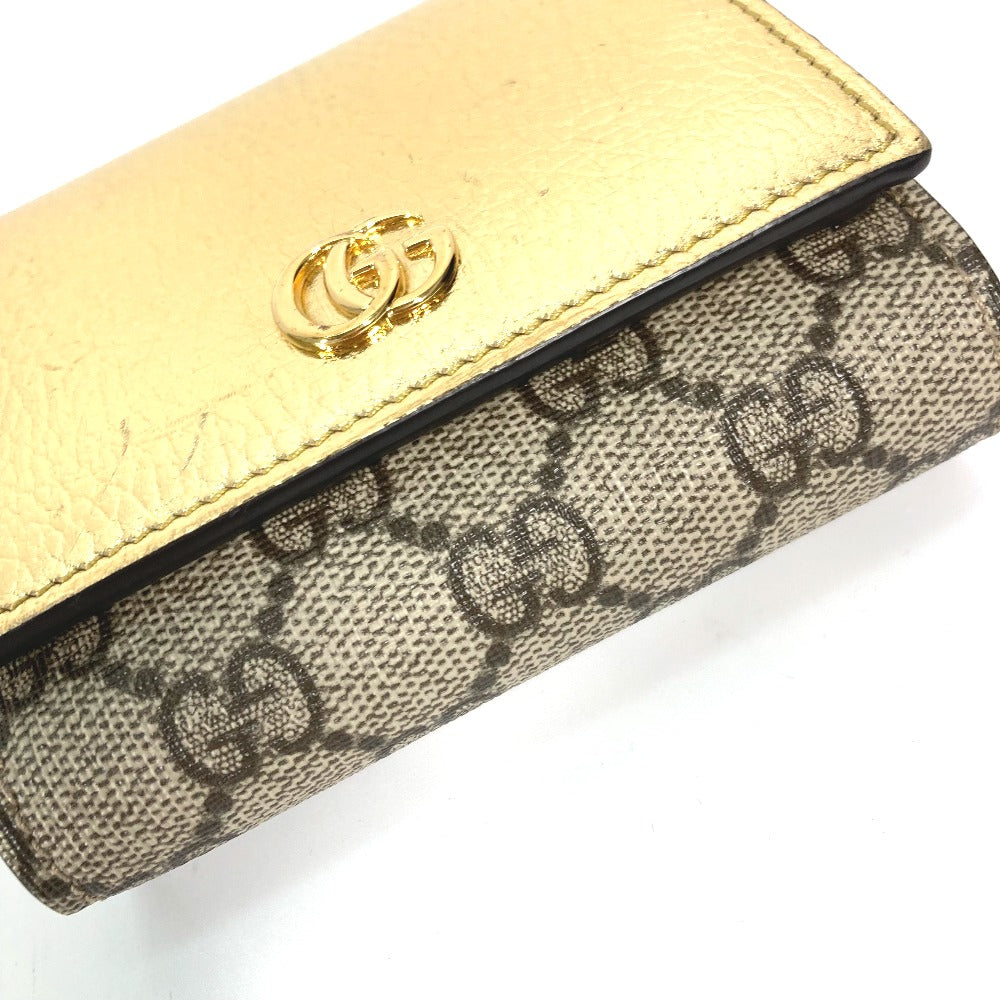 GUCCI Folded Wallet – GG Marmont Compact Wallet – Gold Leather – 100% Authentic Previously Owned Excellent Condition