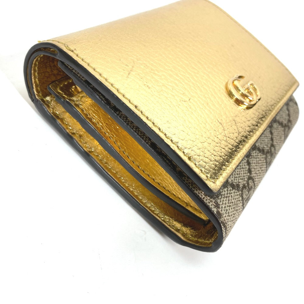 GUCCI Folded Wallet – GG Marmont Compact Wallet – Gold Leather – 100% Authentic Previously Owned Excellent Condition