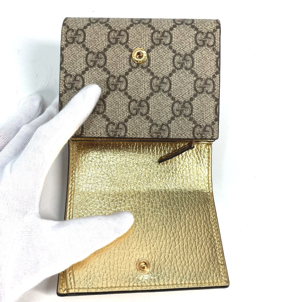 GUCCI Folded Wallet – GG Marmont Compact Wallet – Gold Leather – 100% Authentic Previously Owned Excellent Condition