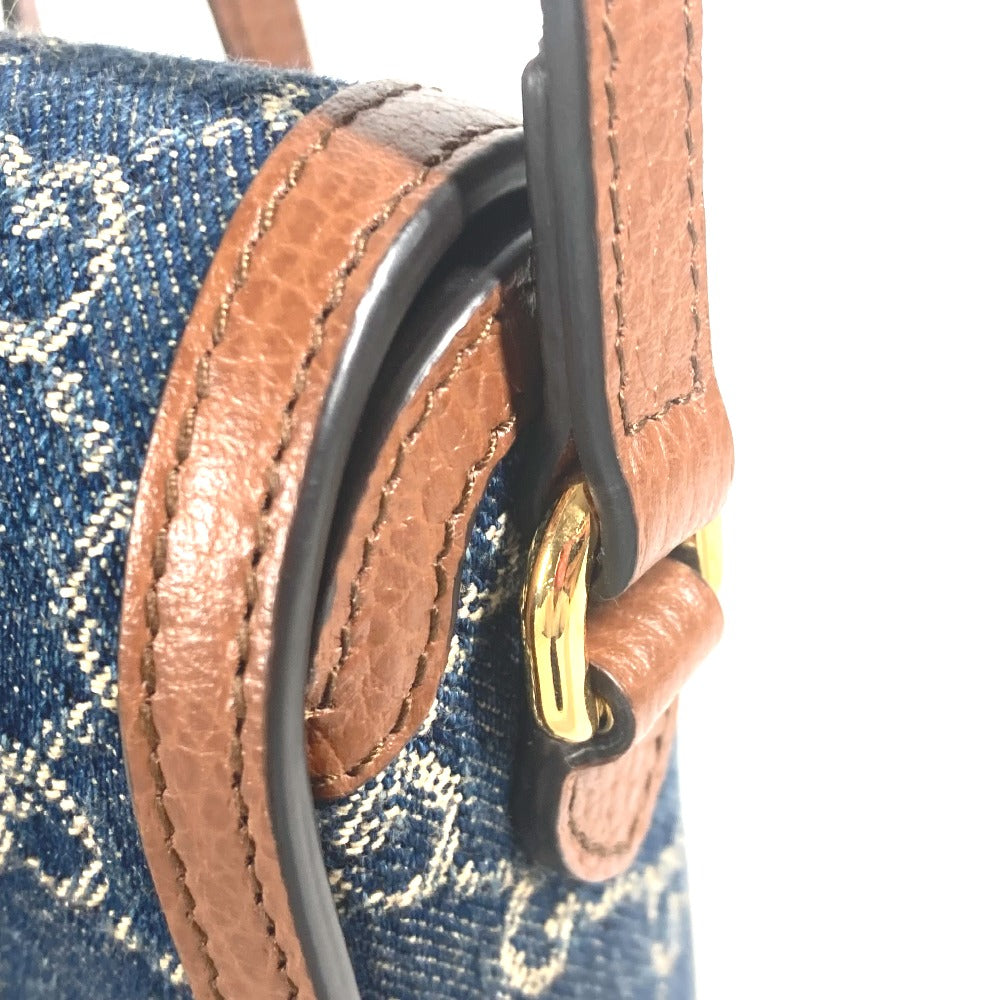 GUCCI Shoulder Bag – Horsebit 1955 Mini Bag – GG Denim &amp; Leather – Blue × Brown – 100% Authentic Previously Owned Excellent Condition