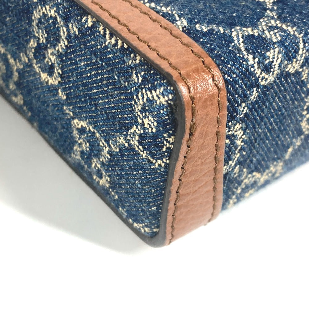 GUCCI Shoulder Bag – Horsebit 1955 Mini Bag – GG Denim &amp; Leather – Blue × Brown – 100% Authentic Previously Owned Excellent Condition