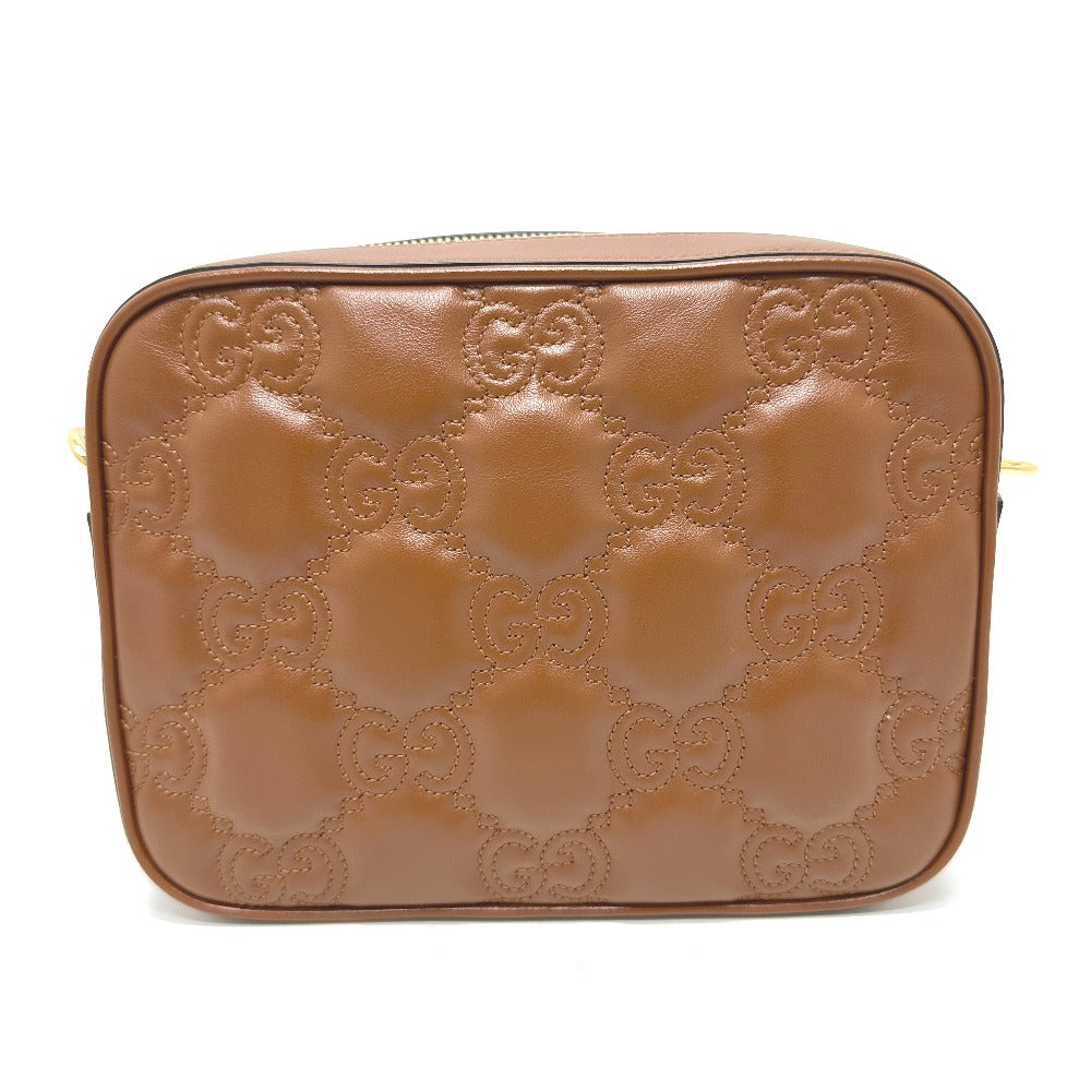 GUCCI – GG Matelassé Double G Shoulder Bag – Small – Brown Leather – 100% Authentic Previously Owned – Pristine / Unused Condition