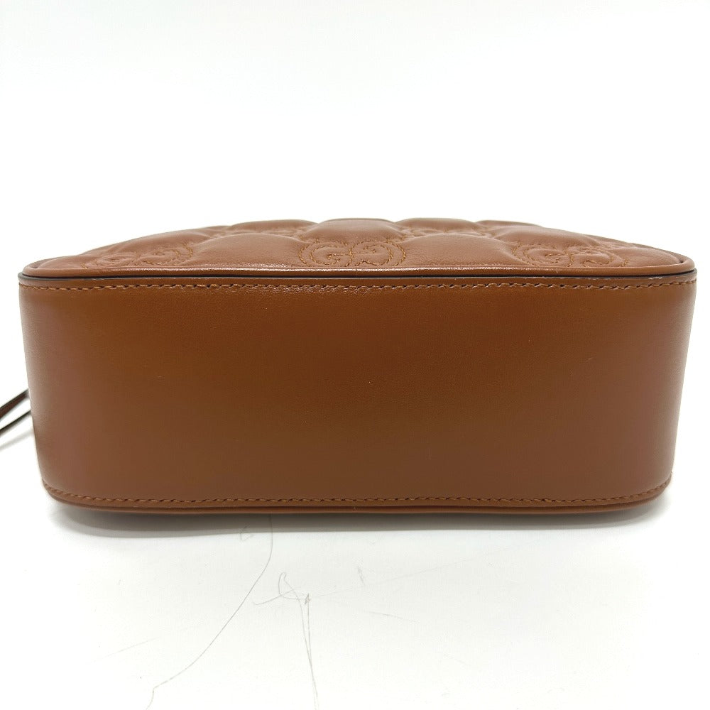 GUCCI – GG Matelassé Double G Shoulder Bag – Small – Brown Leather – 100% Authentic Previously Owned – Pristine / Unused Condition