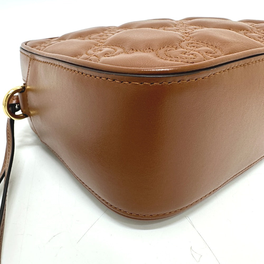 GUCCI – GG Matelassé Double G Shoulder Bag – Small – Brown Leather – 100% Authentic Previously Owned – Pristine / Unused Condition