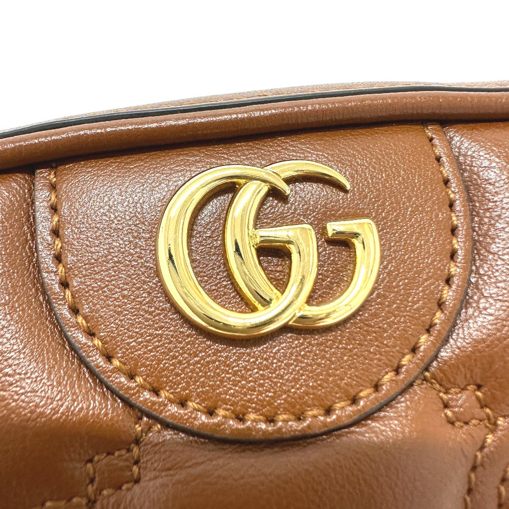 GUCCI – GG Matelassé Double G Shoulder Bag – Small – Brown Leather – 100% Authentic Previously Owned – Pristine / Unused Condition